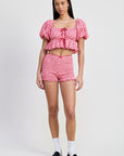 MINI RUFFLE PRINTED SHORTS