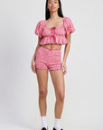 MINI RUFFLE PRINTED SHORTS