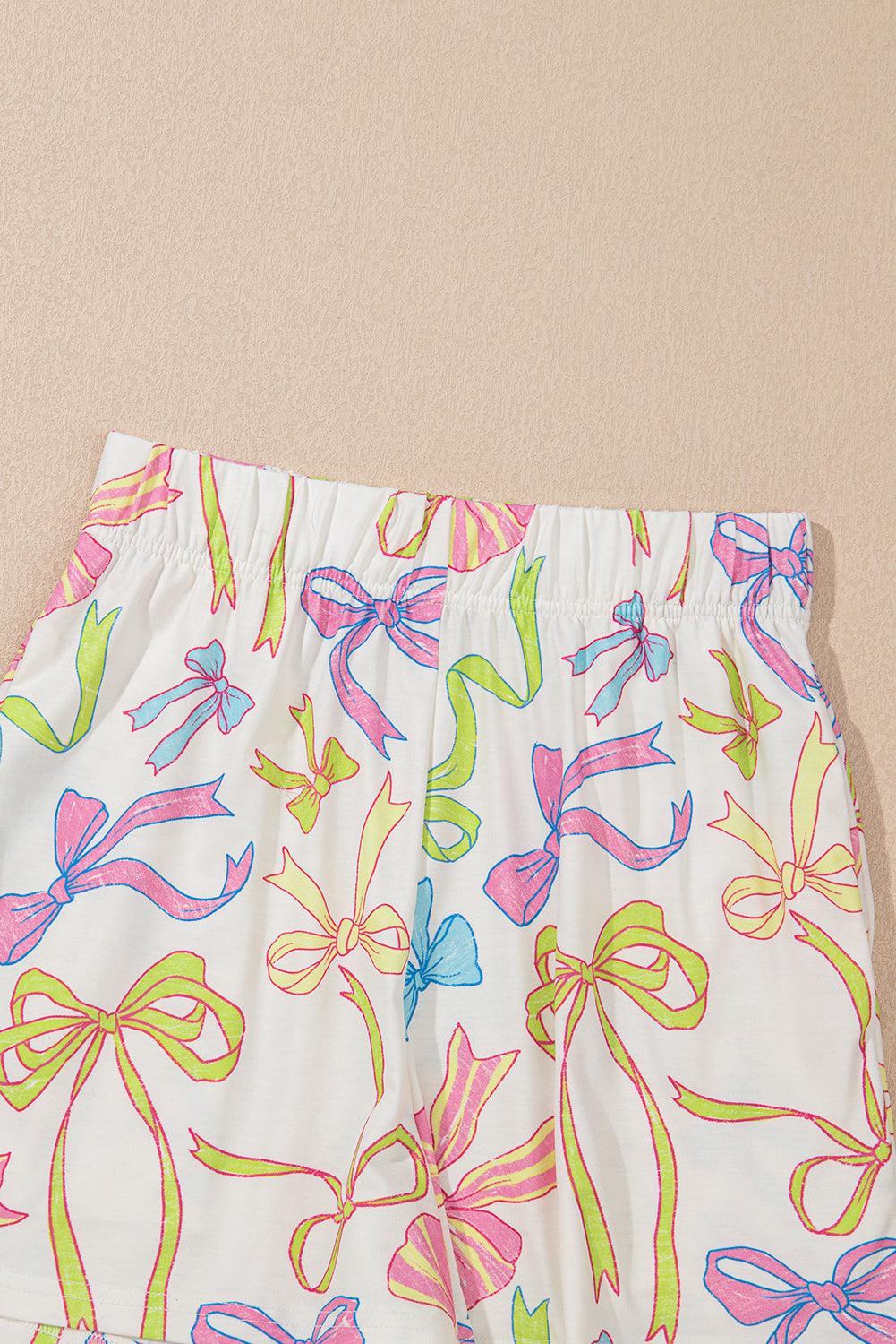 Bow Elastic Waist Pocketed Shorts