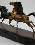 Limited Edition Two Galloping Horses Hand Painted Museum Quality Bronze Artwork