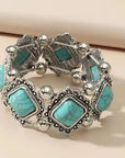 Western Silver Chunky Rodeo Fashion Bracelets - Turquoise