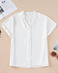 Lilla Notched Neck Batwing Sleeve Lightweight Blouse