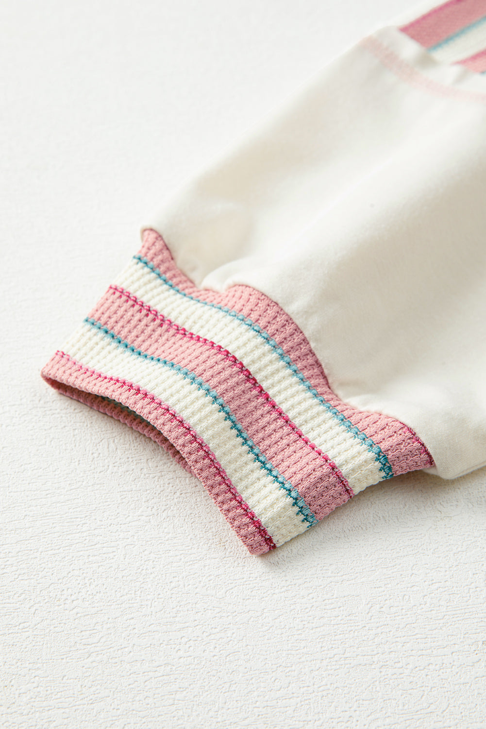 Stripe Patchwork Long Sleeve Henley Top