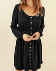 Julianna Button Up High Waist Long Sleeve Dress