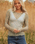 Amber Vintage Floral Mesh Long Sleeve Top