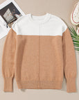 Isabella Colorblock Ribbed Trim Sweater