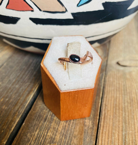 Navajo Copper Over Sterling Onyx Ring