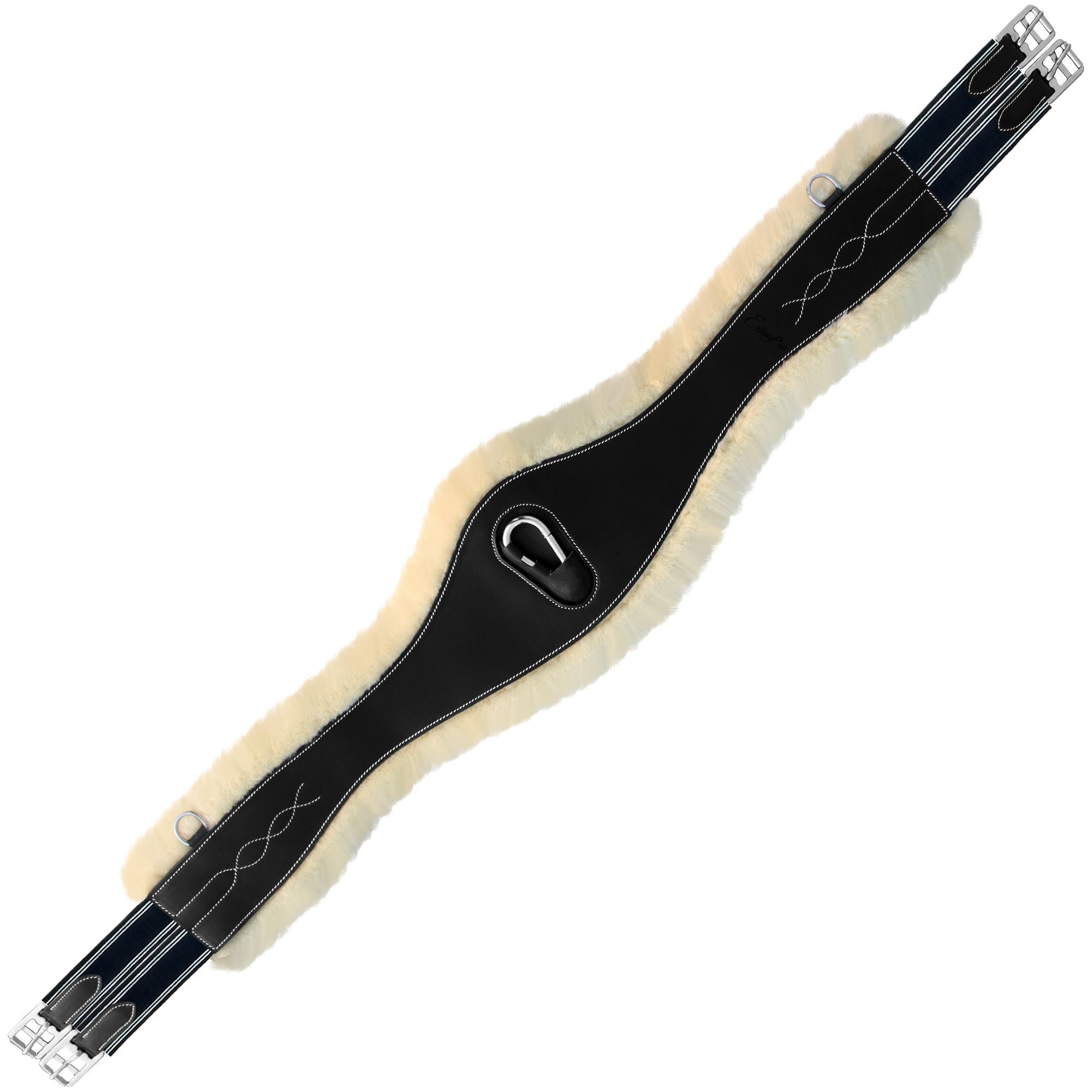 ExionPro Fancy Stitched Snap Over Lay Girth - Navy Blue Elastic with White Lines