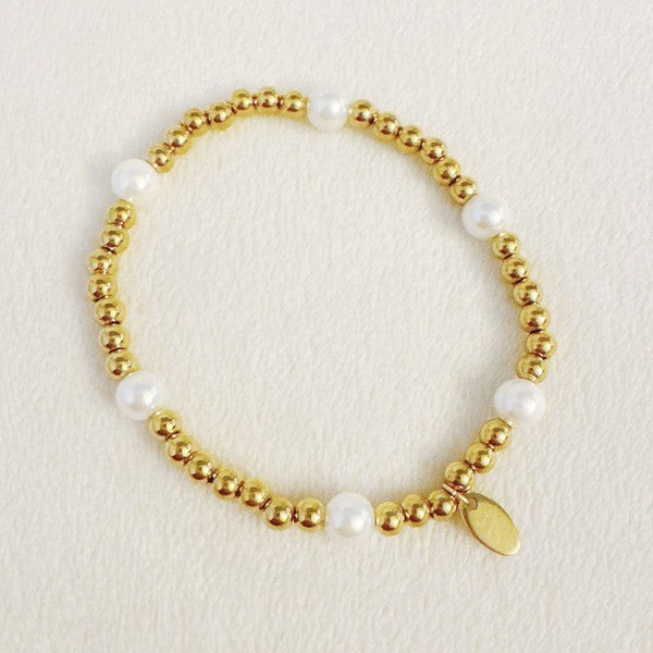 The Designer Golden Bead Stretch Bracelet