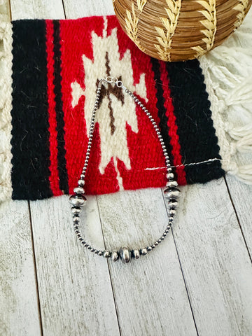 Navajo Sterling Silver Pearl 14” Beaded Necklace