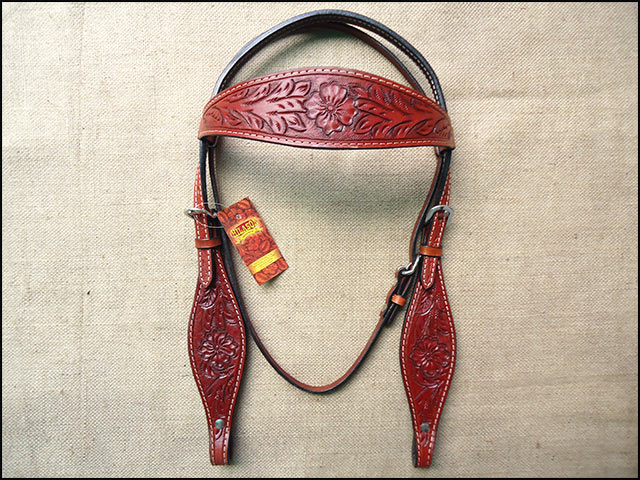 Western Horse Headstall Tack Bridle American Leather Mahogany Hilason