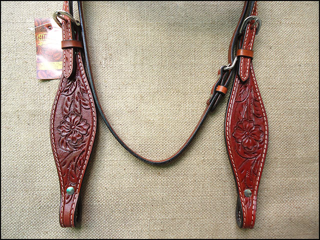 Western Horse Headstall Tack Bridle American Leather Mahogany Hilason