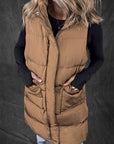 Solid Zip-Up Pocketed Puffer Vest