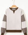 Stripe Colorblock Drop Shoulder Sweatshirt