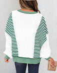 Stripe Colorblock Patchwork Contrast Stitch Sweatshirt