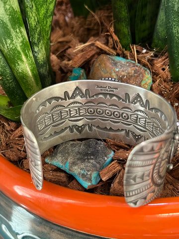 Navajo Sterling Silver and Royston Turquoise Cuff Bracelet by Roland Dixson