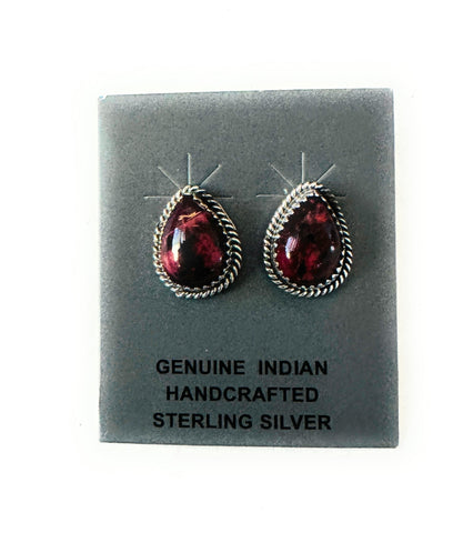 Navajo Sterling Silver & Rose Dahlia Stud Earrings