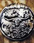 Western Screw Back Concho1 Long Horn Black Saddle Headstall Bling Cowgirl