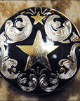 Western Screw Back Concho Texas Star Black Saddle Headstall Bling Cowgirl
