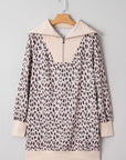 Leopard Patchwork Zip-Up Collar Mini Dress