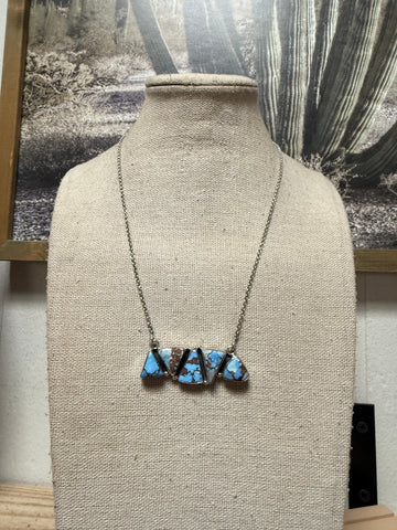 Handmade Sterling Silver Golden Hills Turquoise Bar Necklace