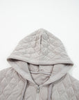Gray Quilted Quarter Zip Plus Size Hoodie