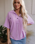 Kyla Flap Pocket Collared Buttoned Short Sleeve Blouse