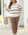 Stripe Drop Shoulder Top and Jogger Pants Set
