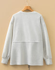 Solid Drawstring Waist Tunic Sweatshirt