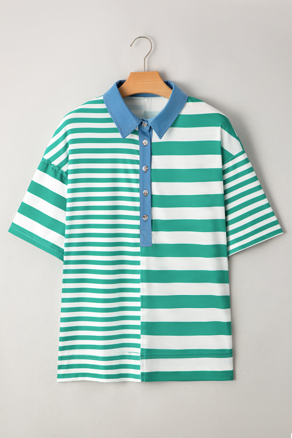 Ari Stripe Half Buttons Top