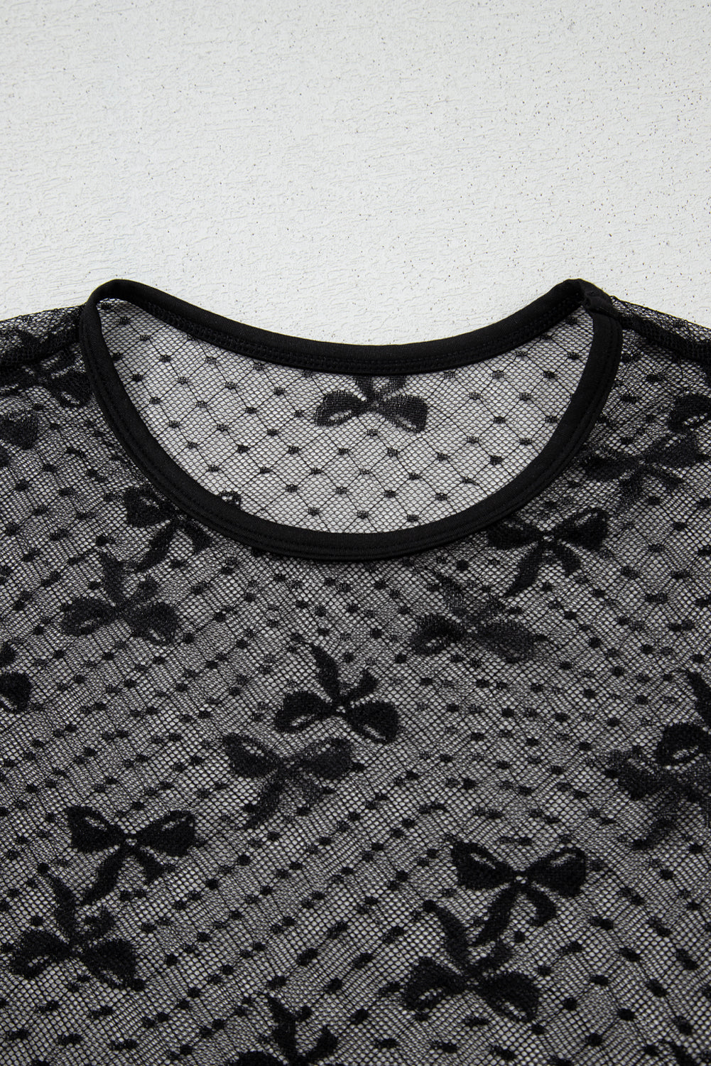 Bow Mesh Long Sleeve Top