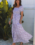 Lacey Floral Short Bubble Sleeve Maxi Dress
