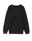 Solid Ribbed Knit Round Neck Pullover Sweatshirt