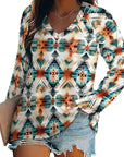Baha Ranch Western Aztec Long Sleeve Top