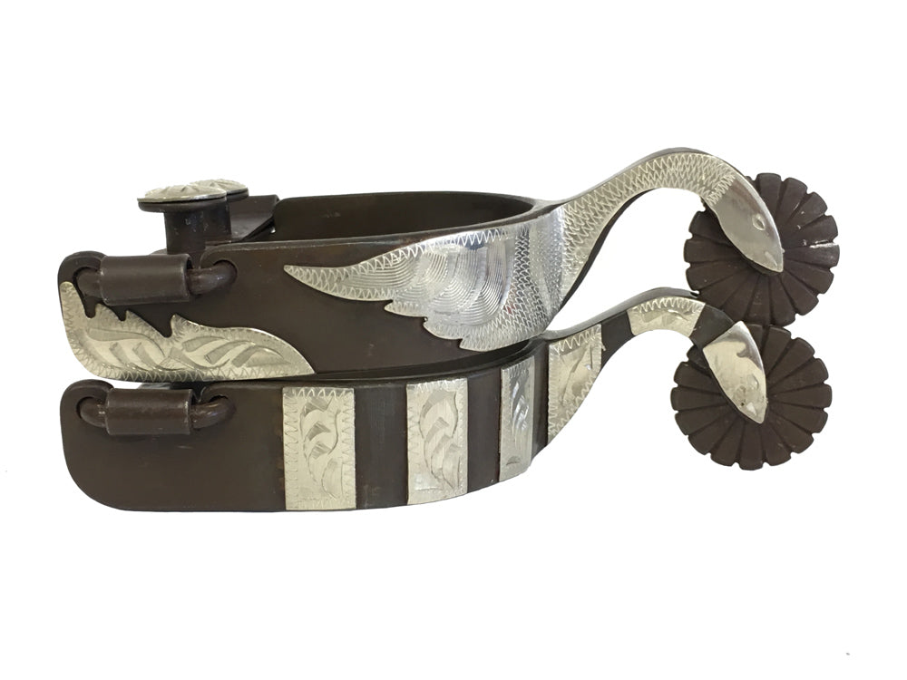 AJ Tack Men&#39;s Swan Shank Antique Brown Spurs