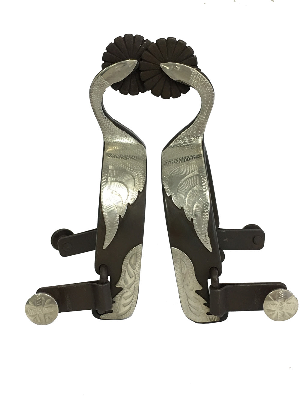 AJ Tack Men&#39;s Swan Shank Antique Brown Spurs