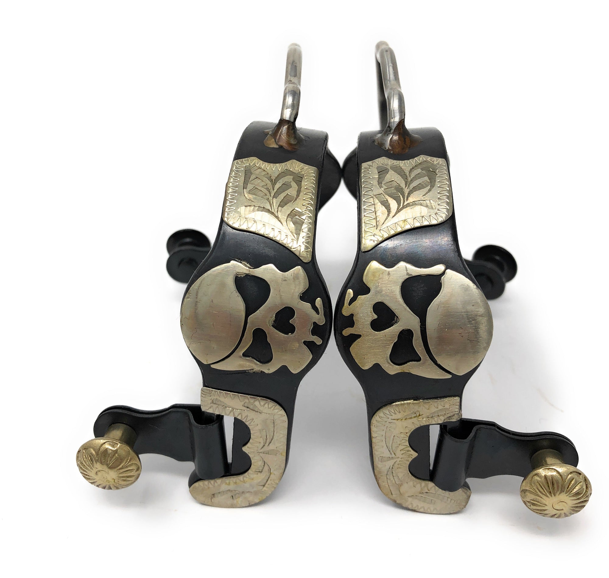 AJ Tack Men&#39;s Antique Brown Pirate Skull Bumper Spurs