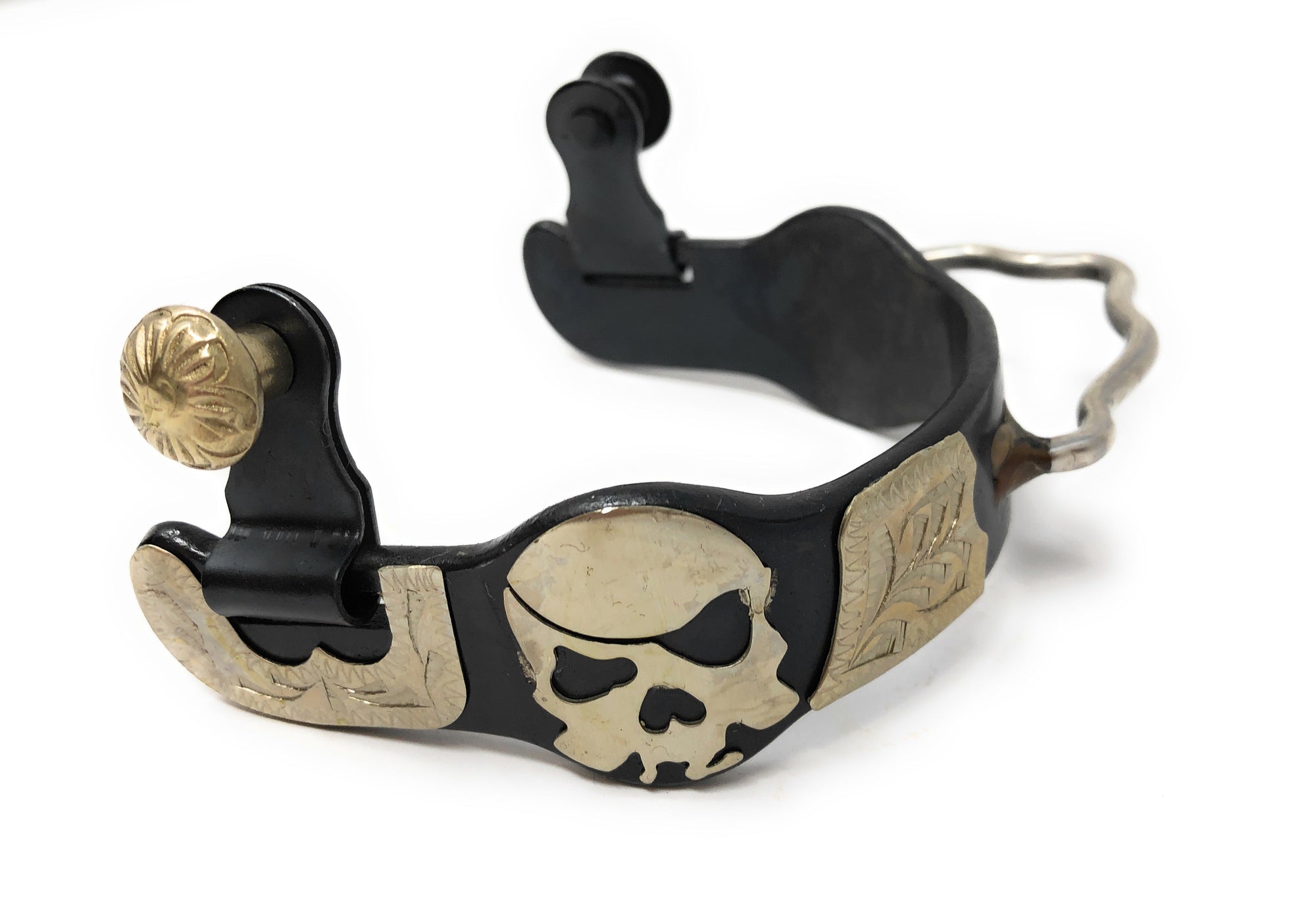AJ Tack Men&#39;s Antique Brown Pirate Skull Bumper Spurs