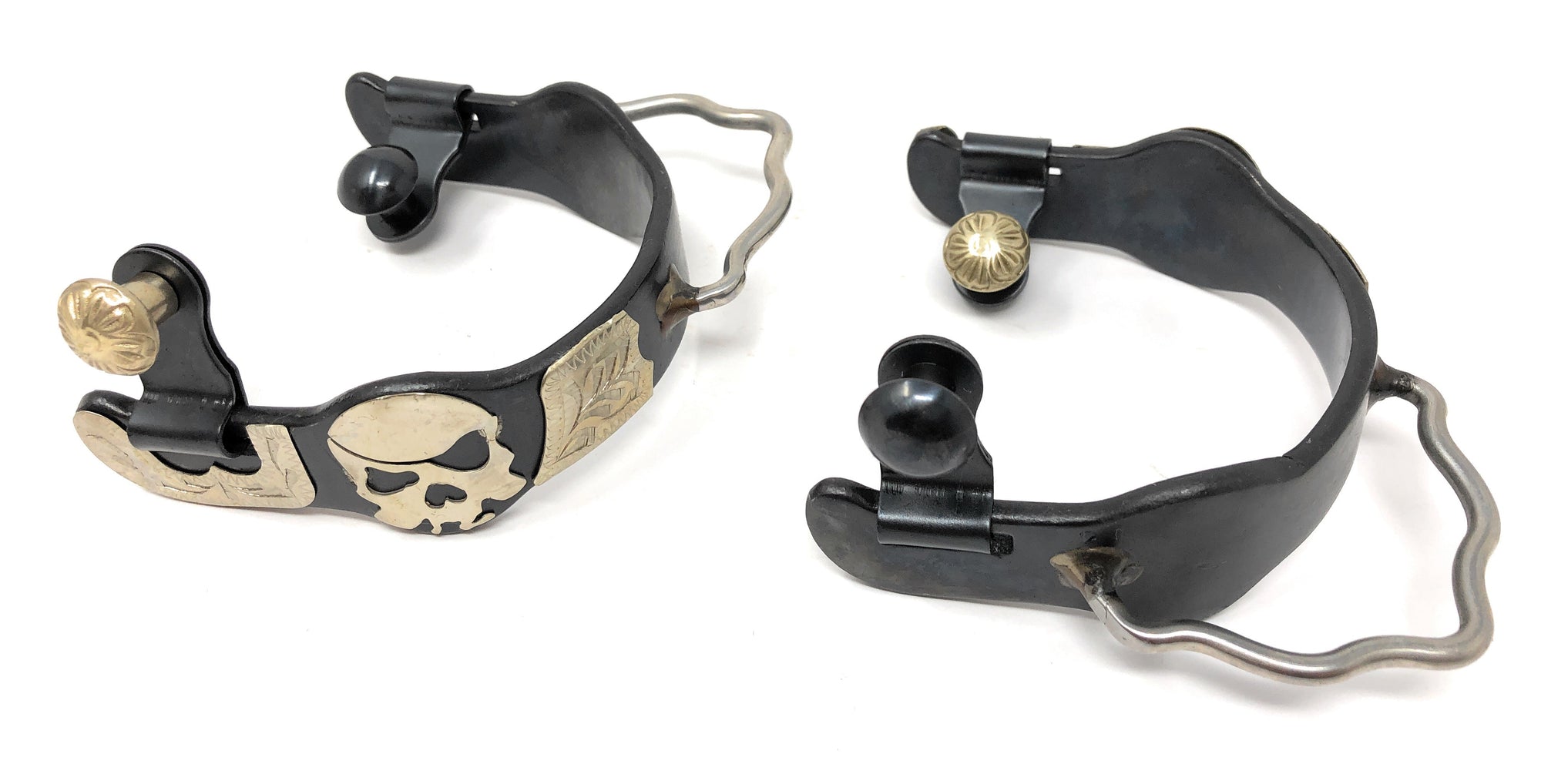 AJ Tack Men&#39;s Antique Brown Pirate Skull Bumper Spurs