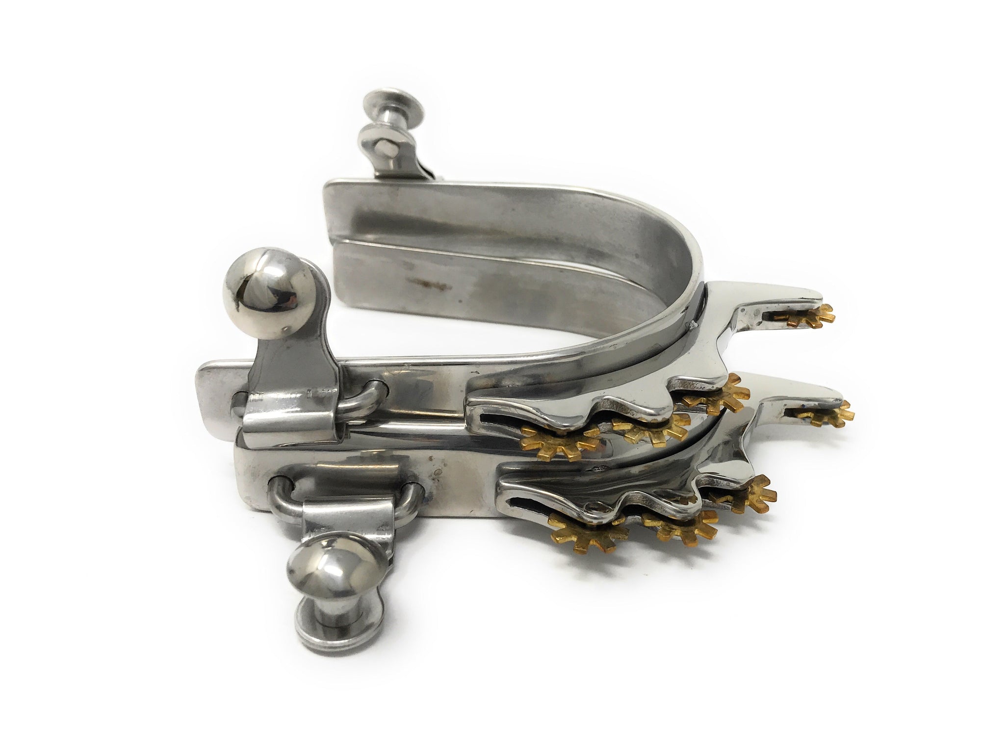 AJ Tack Men&#39;s Horizontal Brass Rowels Bumper Spurs