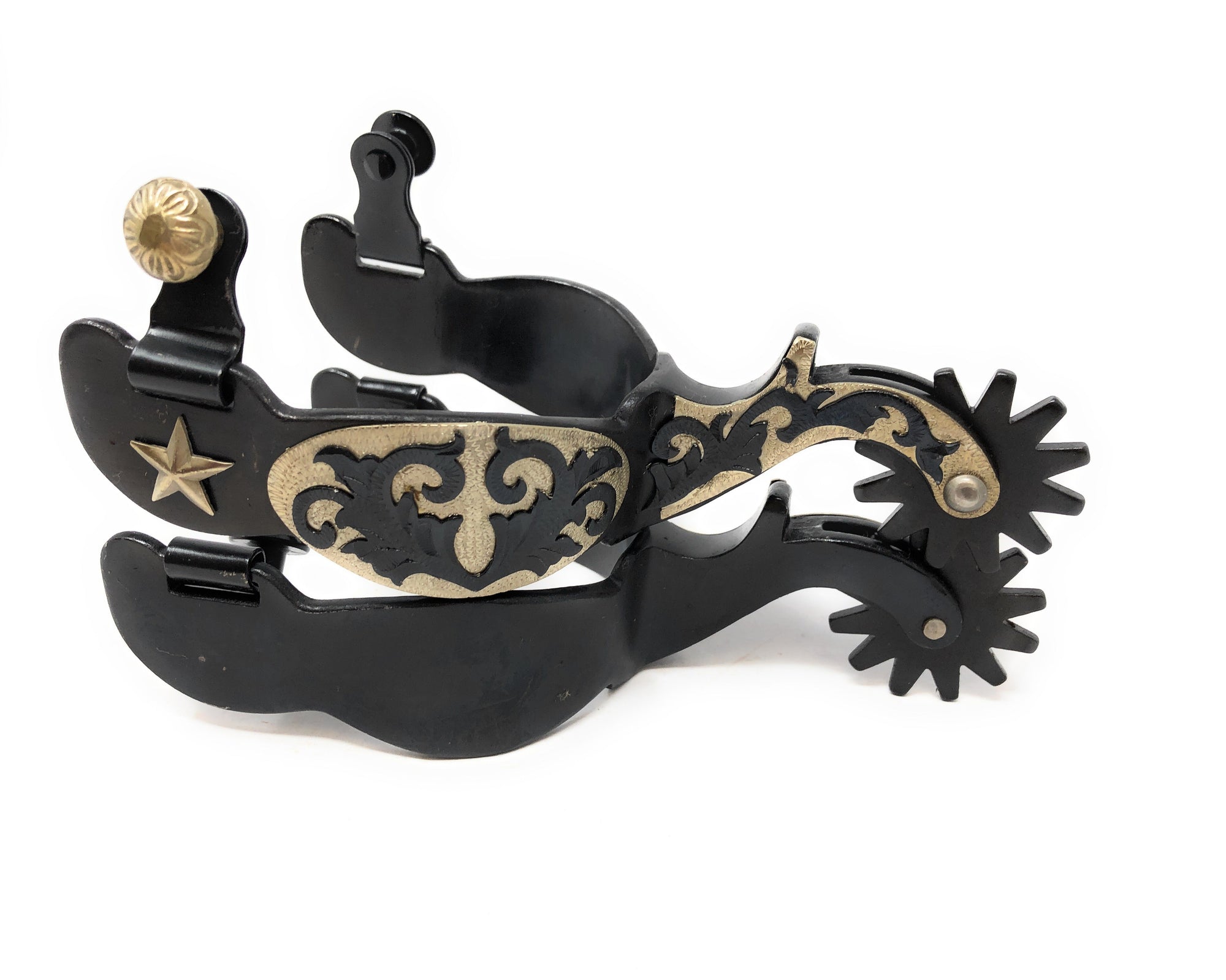 AJ Tack Men&#39;s Antique Brown Star and Floral Spurs