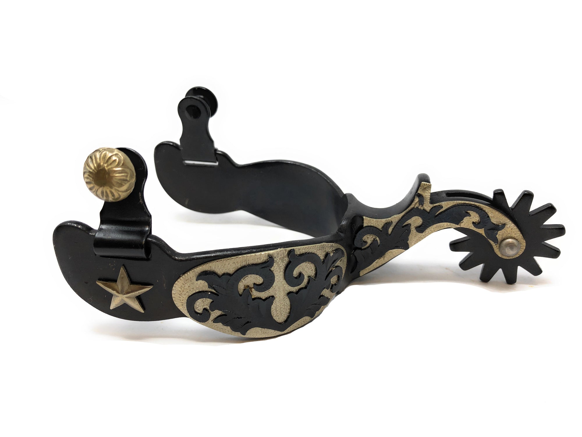 AJ Tack Men&#39;s Antique Brown Star and Floral Spurs