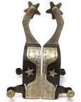 AJ Tack Men's Antique Brown Star and Dots Spurs
