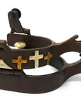 AJ Tack Youth Antique Brown Three Cross Western Spurs