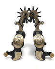 AJ Tack Men's Black Engraved Texas State Seal Spurs