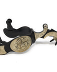 AJ Tack Men's Black Engraved Texas State Seal Spurs