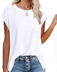 Loose Fit Cap Sleeve Tee - White