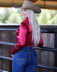 BURGUNDY SATIN PERFORMANCE RODEO SHIRT