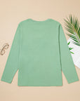 Grass Green Flower Applique Mineral Wash Plus Size Top