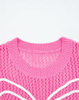 Valentine Bow Hollowed Knit Drop Shoulder Sweater